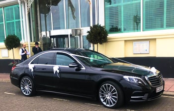 Black Mercedes S Class Wedding Car in Brighton, outside The Grand Hotel