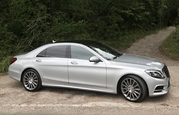 Executive Car in Brighton Countryside - Mercedes S Class in Diamond SIlver
